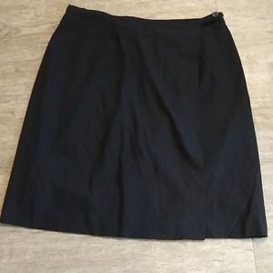 Burberry London Black Wool A-Line Wrap Skirt 14